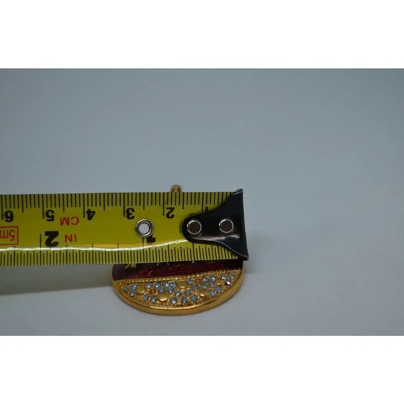 Christmas Ornament Enamel Brooch Dangle Pin Xmas Gold Tone 2" Vtg  Costume - Picture 8 of 9